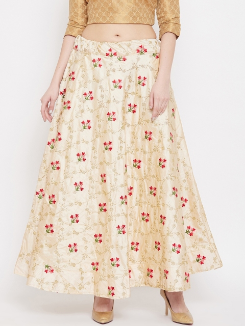 

Clora Creation Women Beige & Red Floral Embroidered A-Line Maxi Skirt