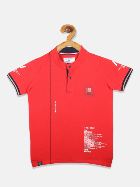 

Monte Carlo Boys Red Printed Polo Collar T-shirt