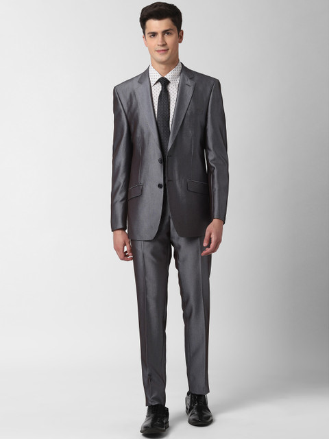 

Peter England Elite Men Grey Solid Single-Breasted 2 Piece Formal Suit