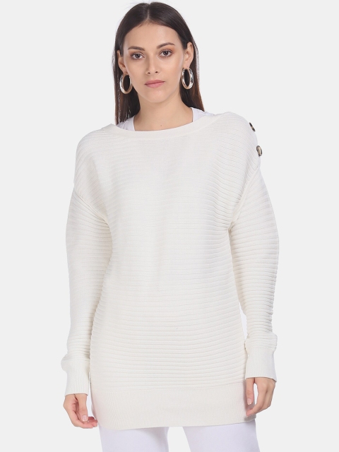 GAP Women White Solid Sweater Vest Sweater
