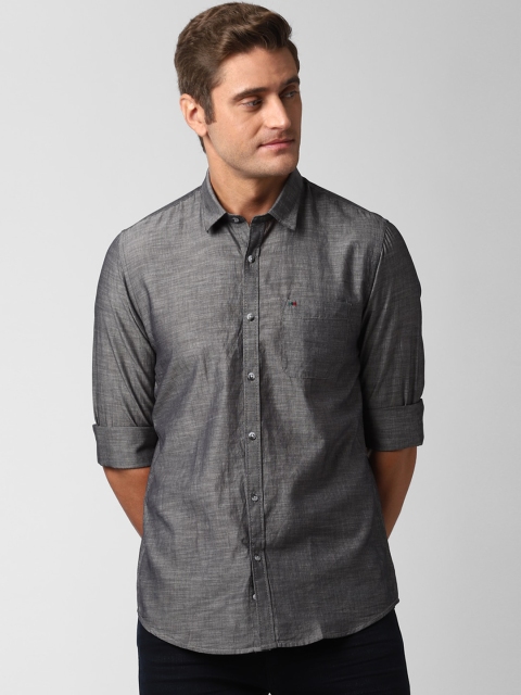 

Peter England Casuals Men Grey Slim Fit Solid Casual Cotton Shirt