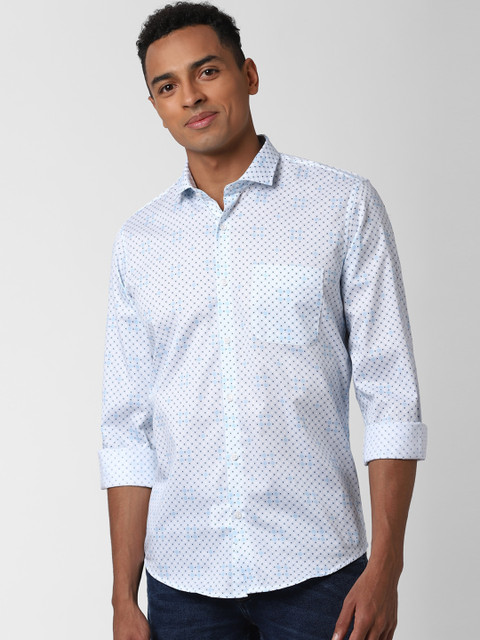 

Peter England Men Blue Slim Fit Printed Casual Cotton Shirt