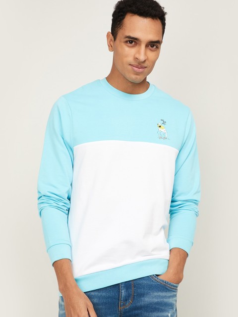 

Smiley World Men Blue Colourblocked Sweatshirt
