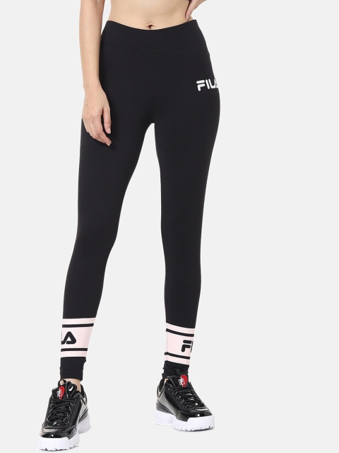 

FILA Women Black Solid Tights