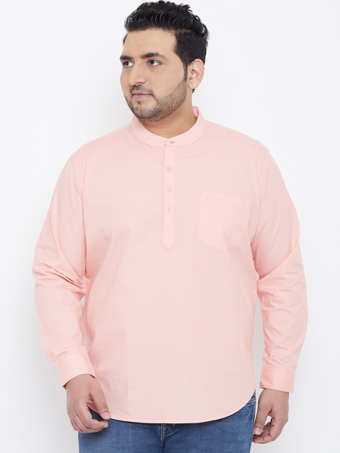 

Chennis Men Plus Size Pink Solid Short Kurta