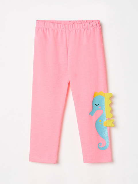 

Juniors by Lifestyle Infant Girls Pink & Blue Printed Ankle-Length Leggings