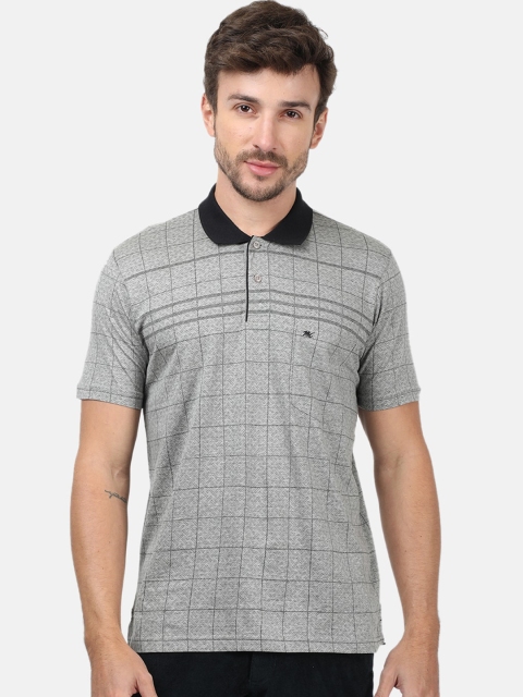 

Monte Carlo Men Grey Checked Polo Collar T-shirt