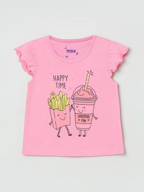

max Pink Printed Pure Cotton Regular Top