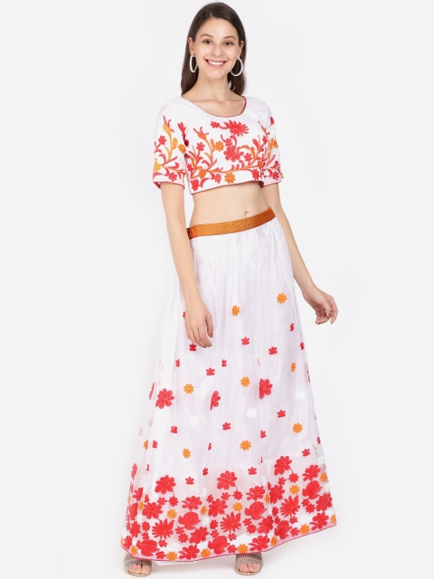 

SAADHVI White Semi-Stitched Lehenga with Blouse