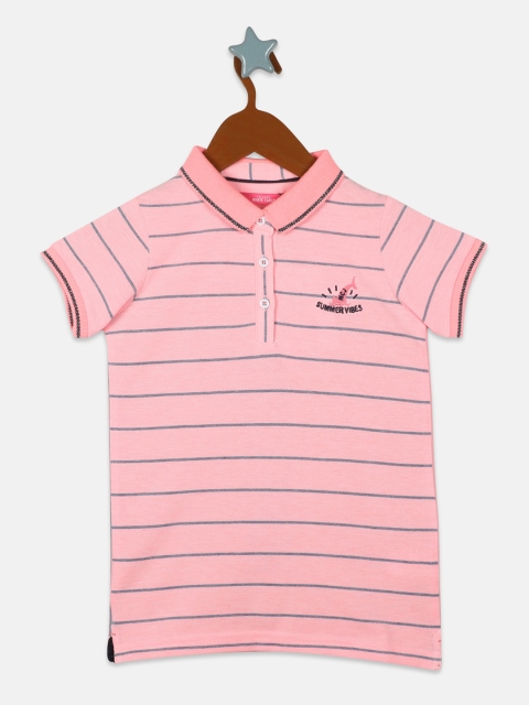 

Monte Carlo Girls Pink Striped V-Neck T-shirt