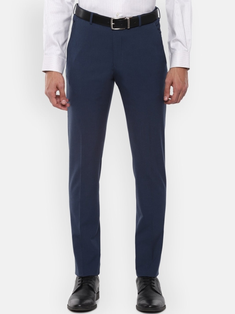 

Louis Philippe Men Navy Blue Slim Fit Solid Formal Trousers