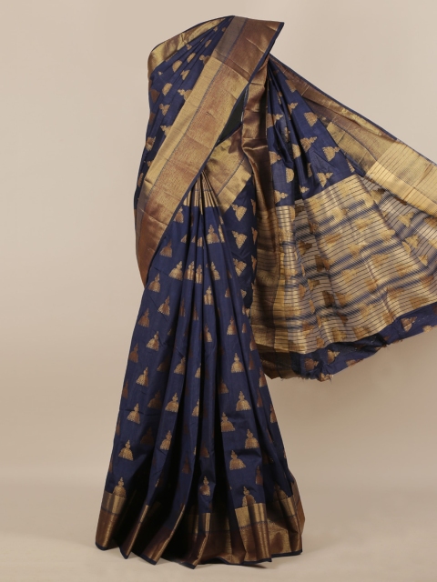 

Pothys Navy Blue Woven Design Jute Silk Saree