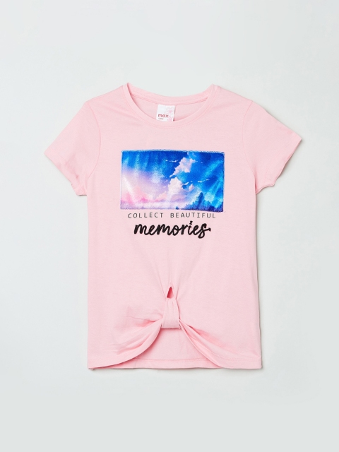 

max Pink Printed Pure Cotton Regular Top