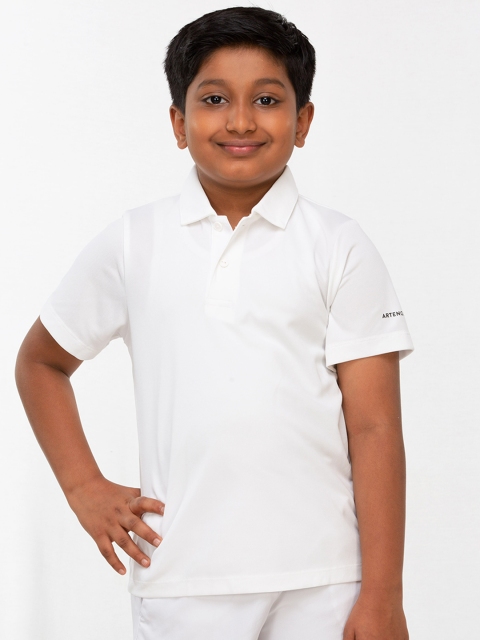 

Artengo By Decathlon Boys White Solid Polo Collar T-shirt