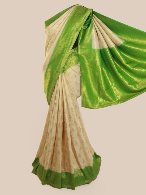 

Pothys Cream-Coloured & Green Art Silk Woven Design Banarasi Saree
