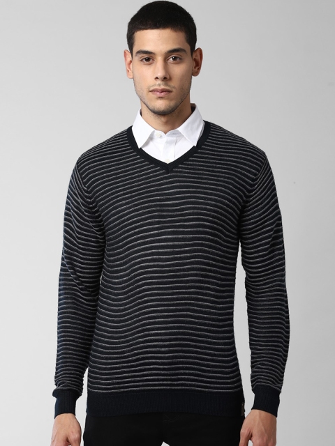 

Peter England Men Black Striped Pullover Sweater
