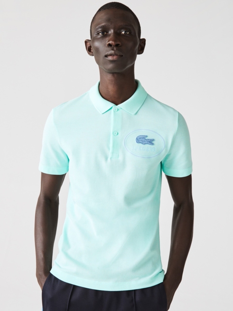 

Lacoste Men Green Solid Polo Collar T-shirt