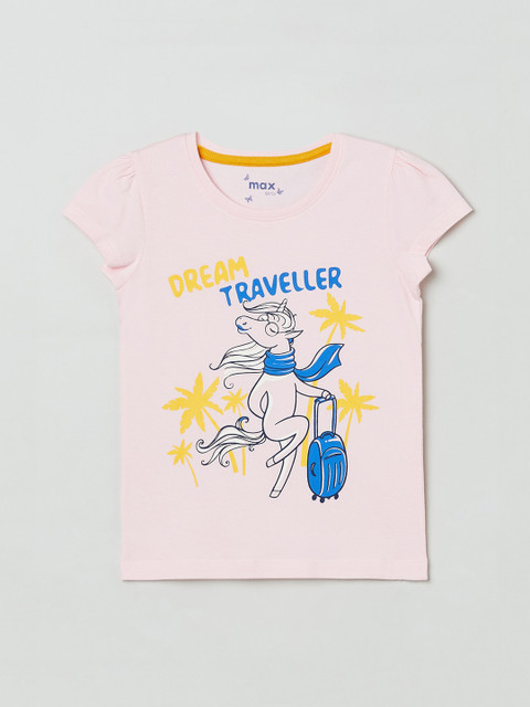 

max Pink Printed Pure Cotton Regular Top