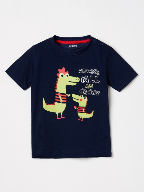 

Juniors by Lifestyle Boys Navy Blue Printed Round Neck T-shirt