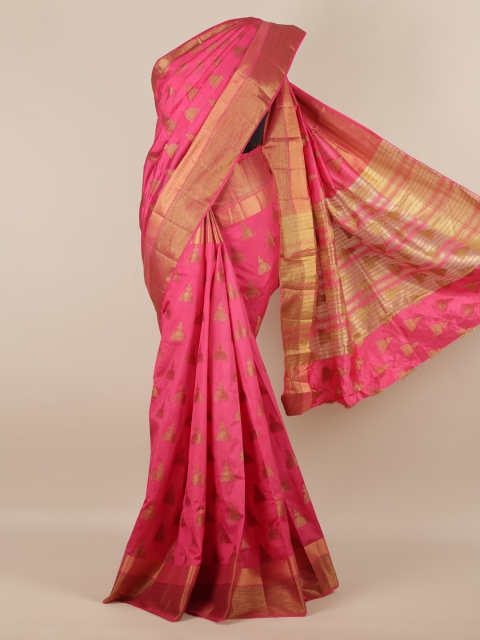 

Pothys Pink & Gold-Toned Jute Silk Woven Design Saree