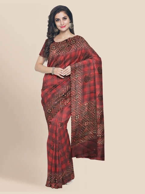 

KLM Fashion Mall Maroon Silk Blend Woven Design Banarasi Saree