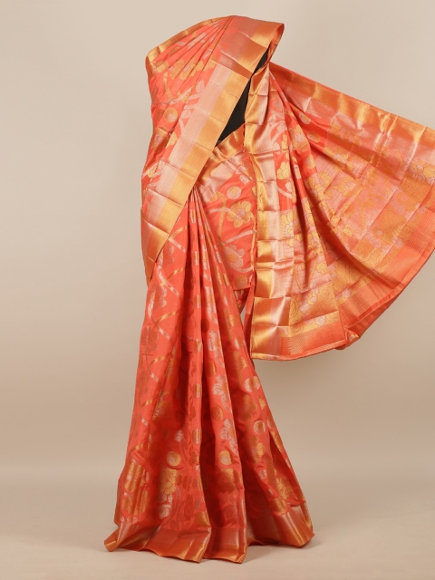

Pothys Orange Woven Design Jute Silk Saree