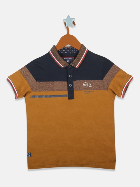 

Monte Carlo Boys Brown Colourblocked Polo Collar T-shirt
