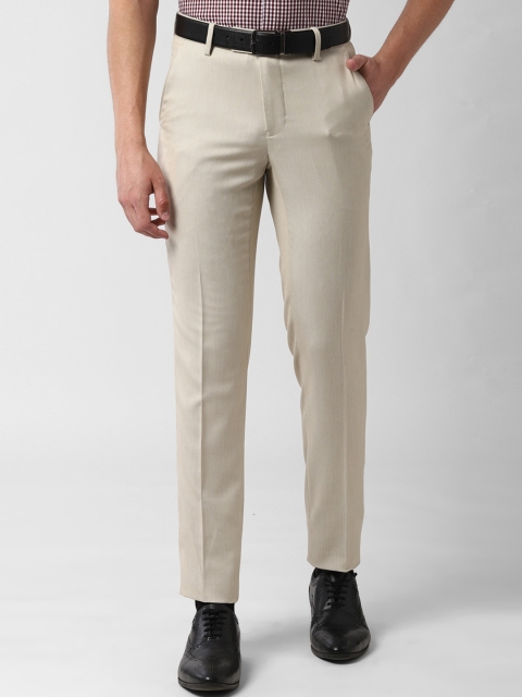 

Peter England Men Beige Slim Fit Self Design Formal Trousers