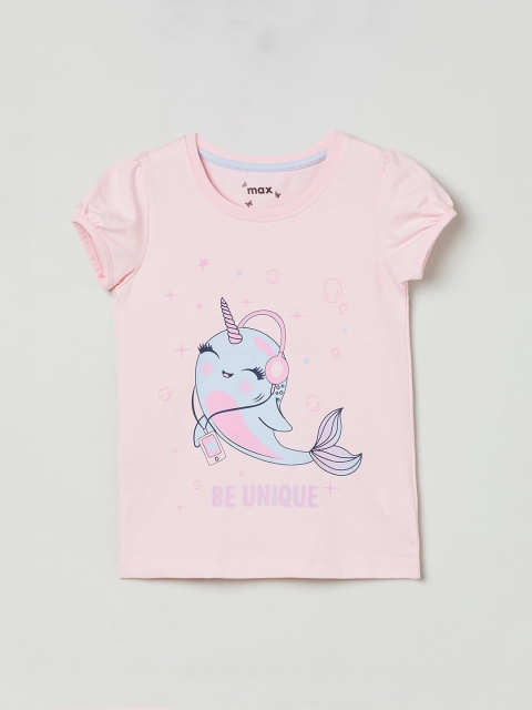 

max Girls Pink & Blue Printed Regular Top