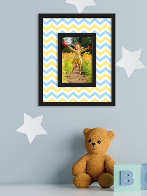 

RANDOM Yellow & Blue Printed Synthetic MDF Wood Individual Wall Photo Frame
