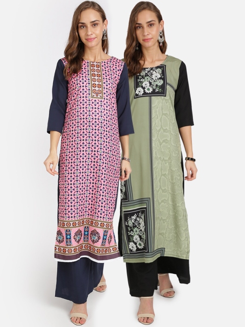

Florence Women Pack Of 2 Printed Kurta with Palazzos, Pink