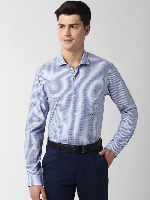 

Peter England Men Blue Slim Fit Printed Cotton Formal Shirt