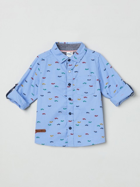 

max Boys Blue Regular Fit Printed Casual Shirt