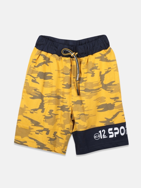 

Monte Carlo Boys Mustard Yellow Printed Regular Fit Regular Shorts