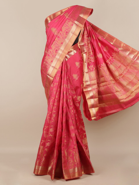 

Pothys Pink Woven Design Jute Silk Saree