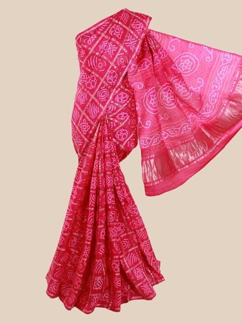 

Pothys Pink Pure Silk Printed Bandhani Saree