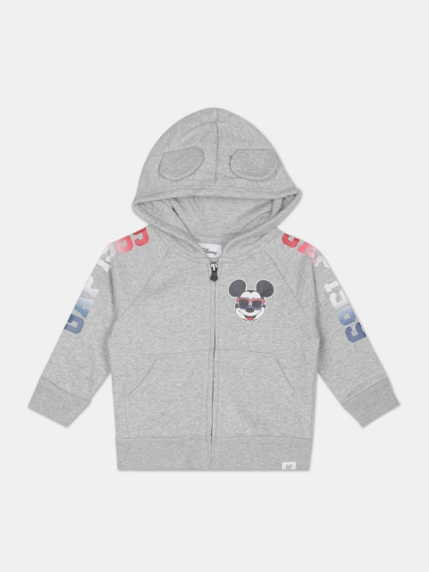 GAP Boys Grey & Red Mickey Mouse Printed Hooded Sweatshirt