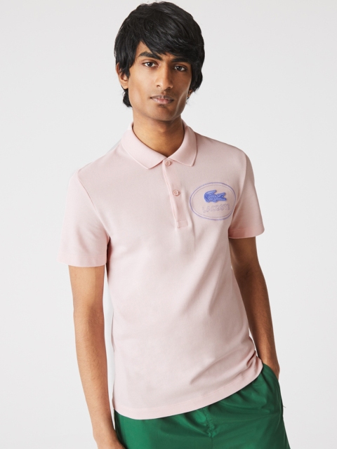 

Lacoste Men Pink Solid Polo Collar Cotton T-shirt