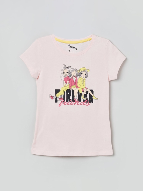 

max Peach-Coloured Printed Pure Cotton Regular Top