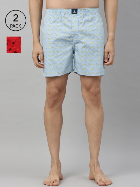 

Joven Men Pack Of 2 Printed Cotton Boxers JB2P-GTMT, Red