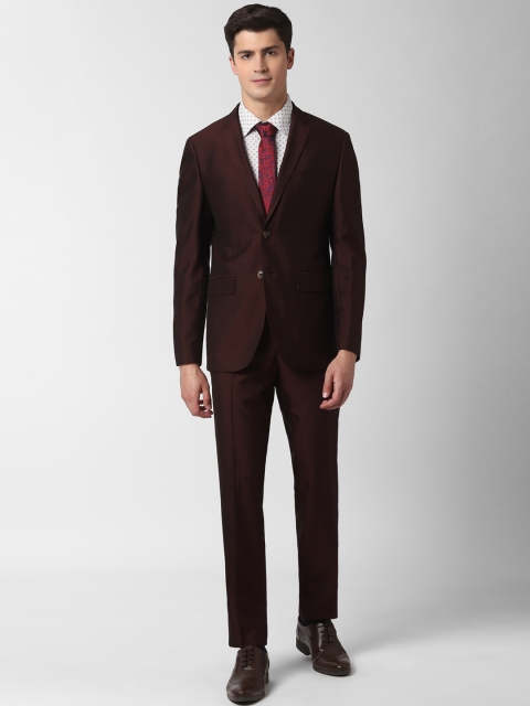 

Peter England Elite Men Maroon Solid Single-Breasted Slim-Fit Formal Suit