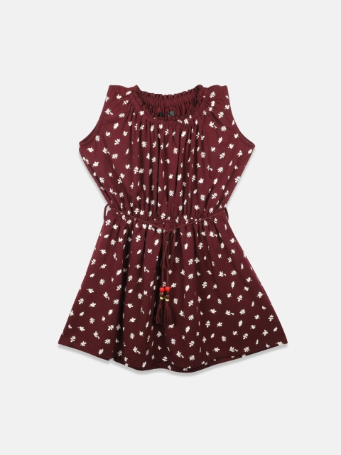 

Monte Carlo Girls Maroon Printed Peplum Dress