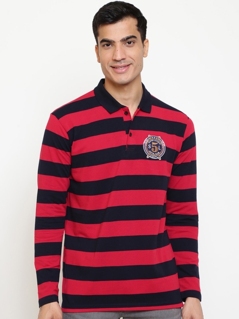 

GHPC Men Maroon Striped Polo Collar T-shirt