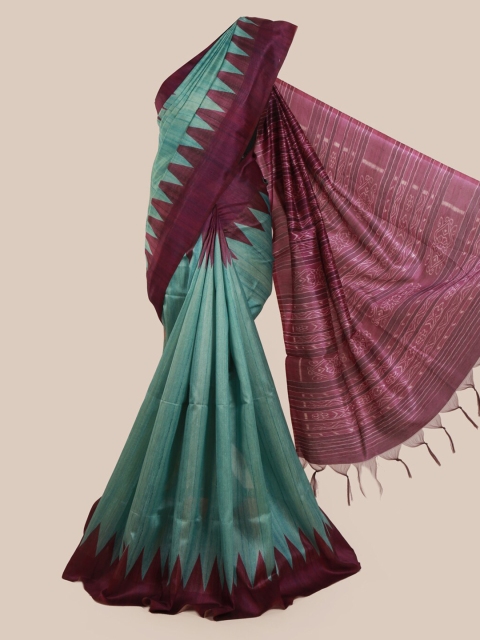 

Pothys Blue Solid Jute Silk Saree