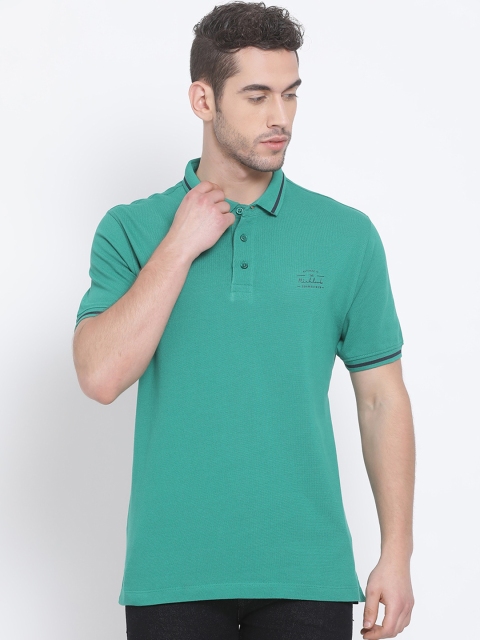 Richlook Men Green Solid Polo Collar T-shirt
