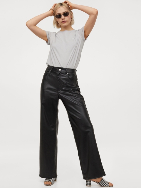 

H&M Women Grey Embroidered-Detail T-shirt