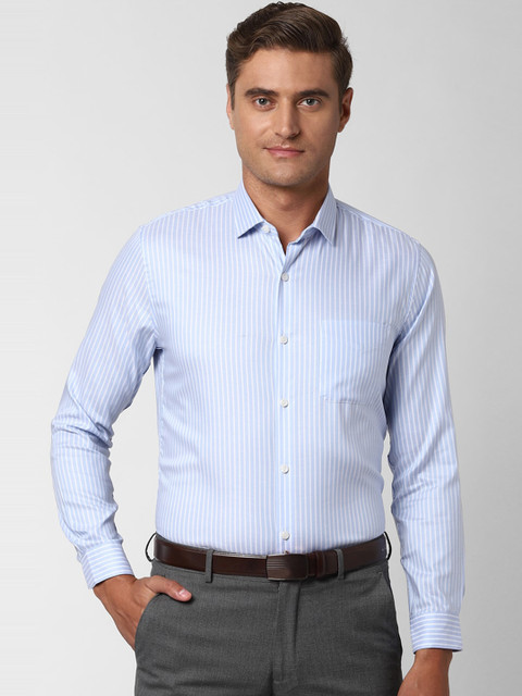 

Peter England Elite Men Blue & White Slim Fit Striped Formal Shirt