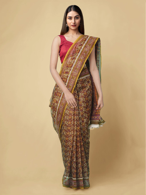 

Unnati Silks Green Pure Cotton Printed Kota Saree