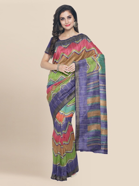 

KLM Fashion Mall Red & Brown Linen Blend Printed Banarasi Saree