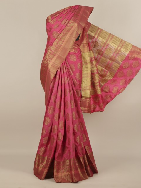 

Pothys Pink Woven Design Jute Silk Saree